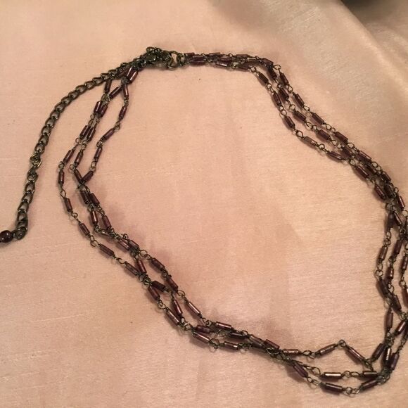 Triple Strand Chocolate Metal Necklace - Picture 4 of 5